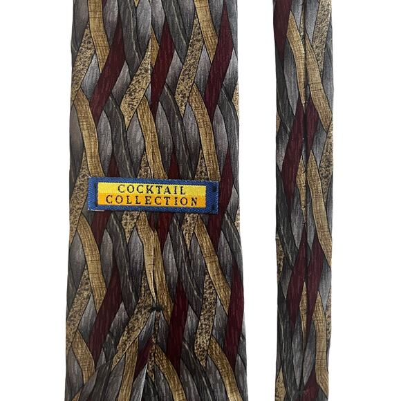 Cocktail Collection Brandy As Seen Under the Microscope Burgundy Gray Tan Tie - Picture 5 of 8